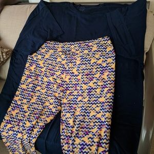 NWOT LLR Leggings outfit set with Adult Navy tee